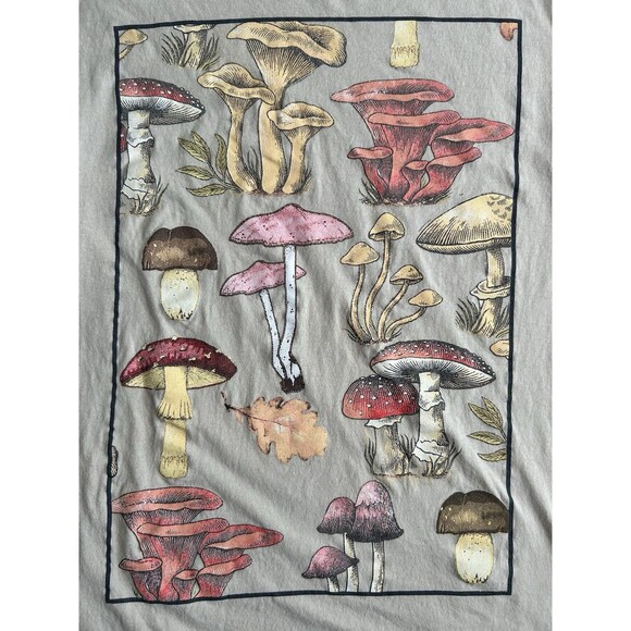 Cottagecore Mushroom Beige Cotton Nature T-Shirt Vintage-Style Womens Small - Picture 6 of 6